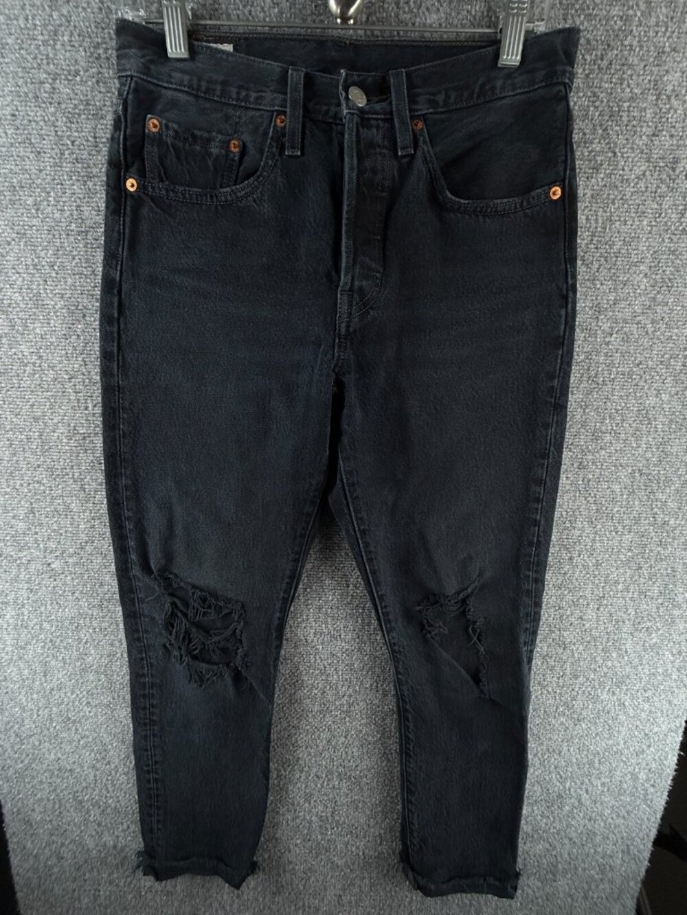 Levis Premium 501s Jeans Women Charcoal Wash Button Fly Straight Leg ACTL 28X26